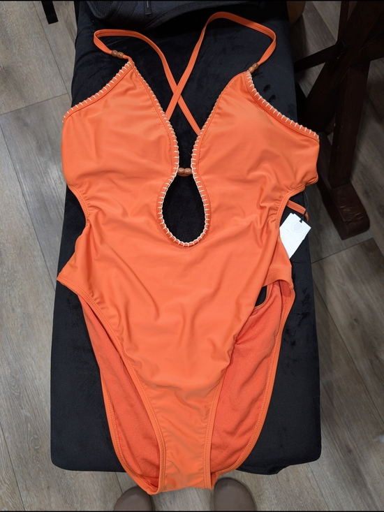 Shade & Shore Other - Shade & Shore Orange One-Piece Swimsuit with Whipstitch Trim NWT